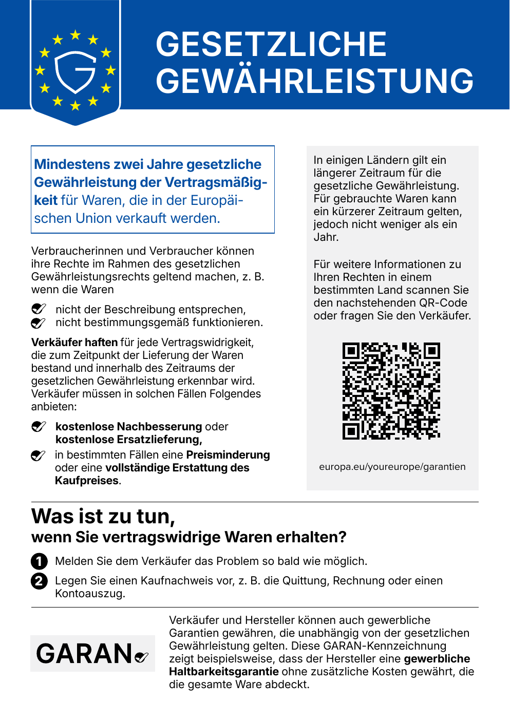 Harmonisierte Mitteilung über das gesetzliche Gewährleistungsrecht