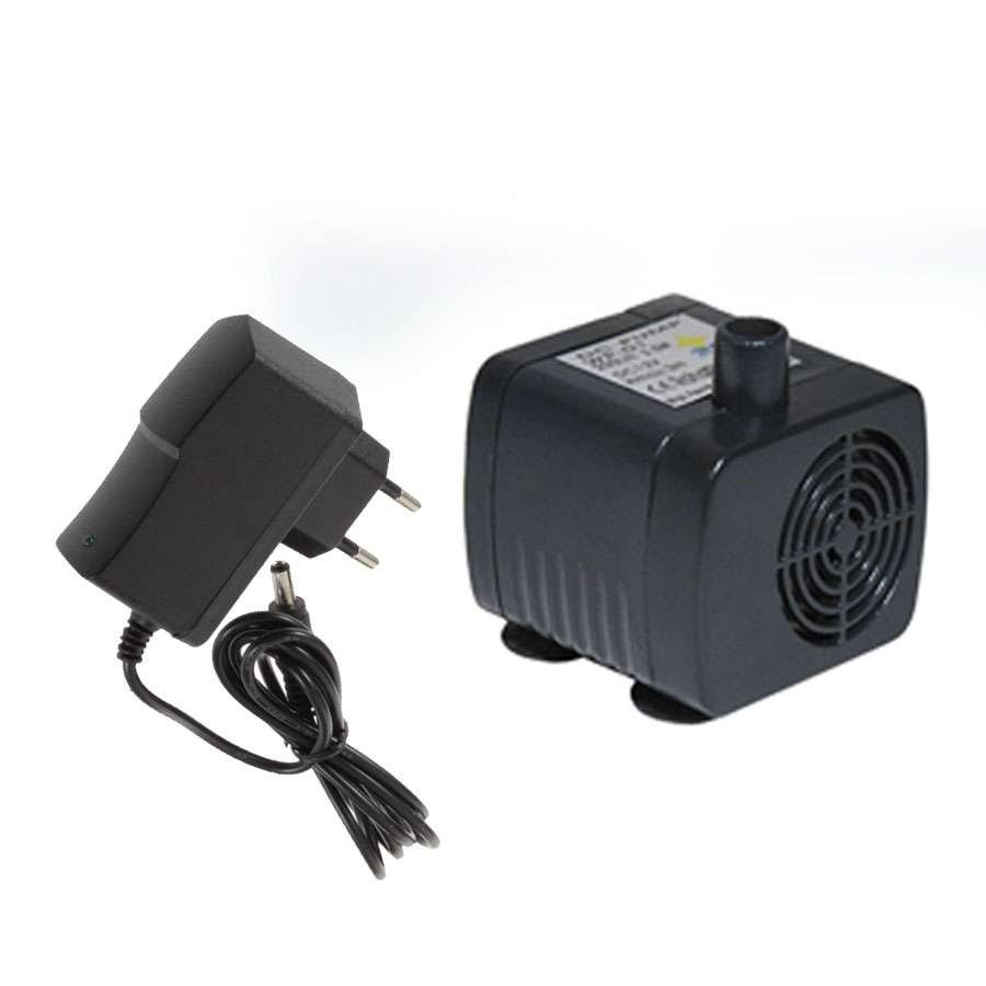 Mini Wasserpumpe + Trafo & Schlauchhalter - DC12V, 240 L/H Hmax: 2 m Mini Wasserpumpe + Trafo & Schlauchhalter - DC12V, 240 L/H Hmax: 2 m