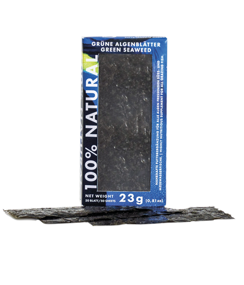 Fauna Marin 100% Natural Grüne Algenblätter 23g - getrocknete Algenblätter zur Fütterung herbivorer Fische Fauna Marin 100% Natural Grüne Algenblätter 23g - getrocknete Algenblätter zur Fütterung herbivorer Fische
